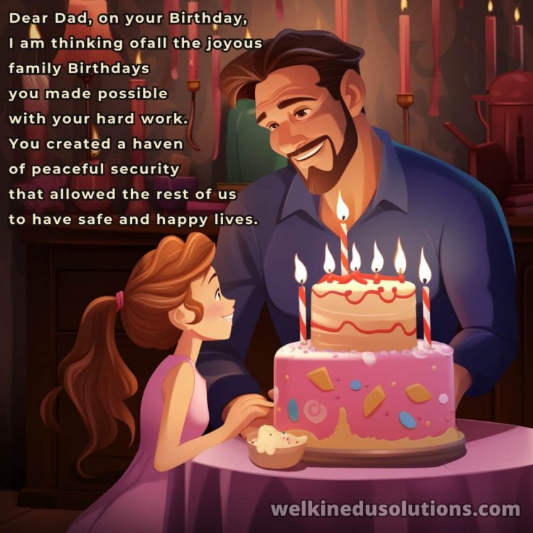 Happy Birthday dad from daughter poems picture cake on the table gratis