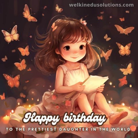 Happy Birthday daughter wishes picture butterflies gratis