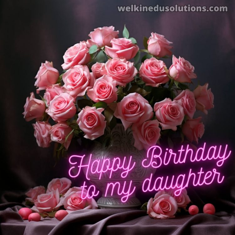 Happy Birthday my daughter picture pink roses gratis