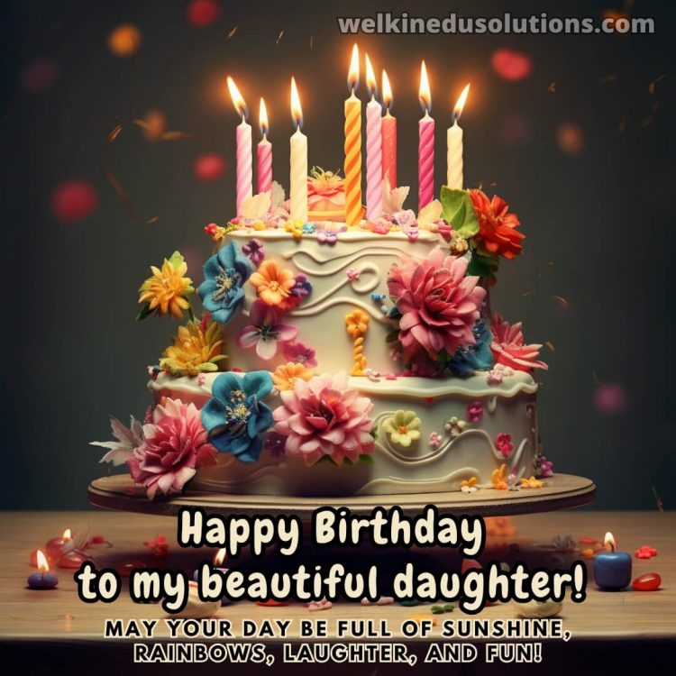 Happy Birthday wishes daughter picture big cake gratis