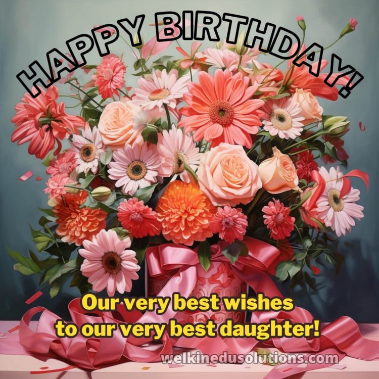 Happy Birthday wishes daughter picture bouquet gratis