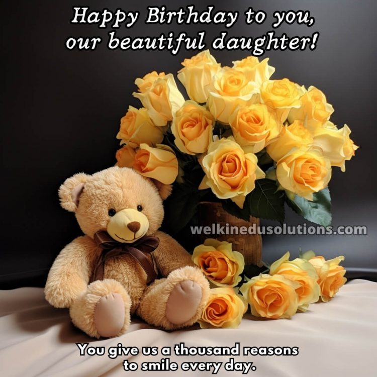Happy Birthday wishes daughter picture yellow roses gratis