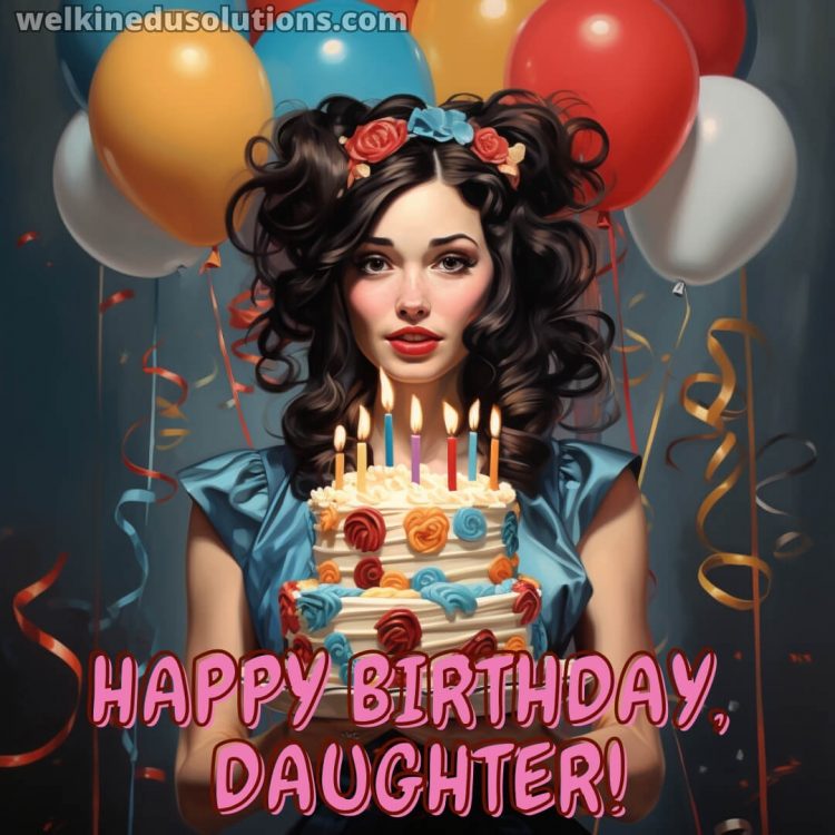 Happy Birthday wishes for daughter in english picture cake gratis