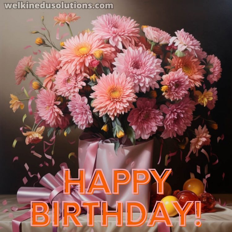 Happy Birthday wishes for my daughter picture pink chrysanthemums gratis