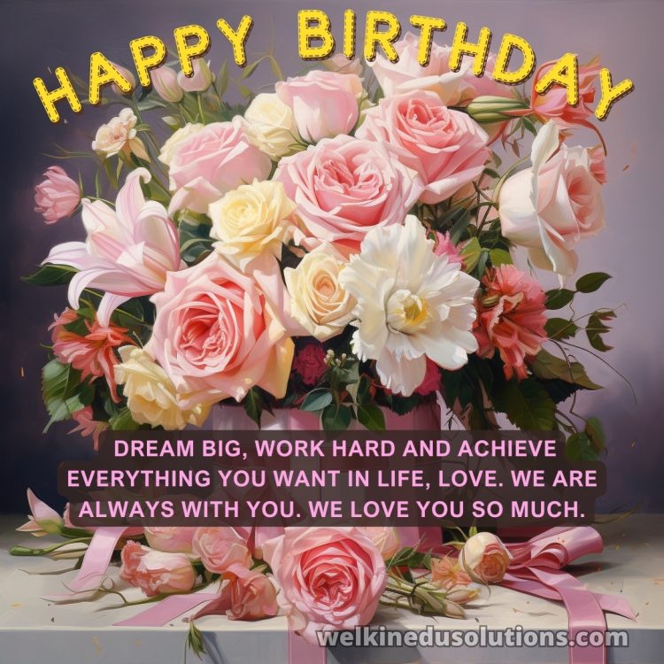 Happy Birthday wishes to daughter picture flower bouquet gratis