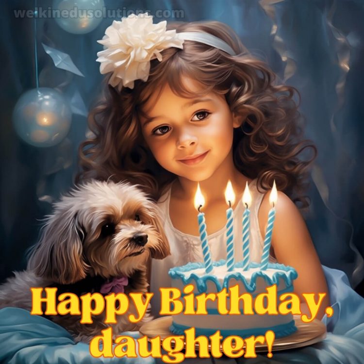 Happy Birthday for daughter picture girl with a puppy gratis