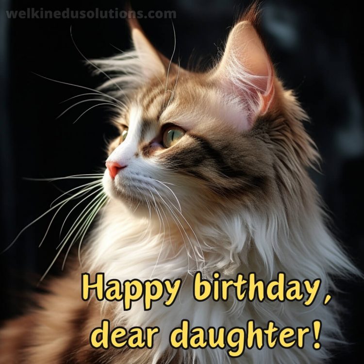 Happy Birthday my daughter wishes picture beautiful cat gratis