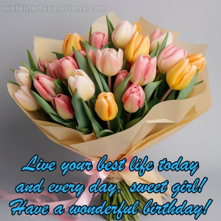 Happy Birthday to my daughter quotes picture tulips gratis