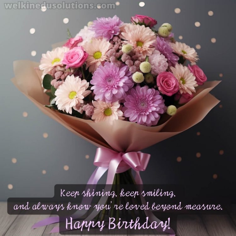 Happy Birthday wishes to daughter from mother picture bouquet with a bow gratis