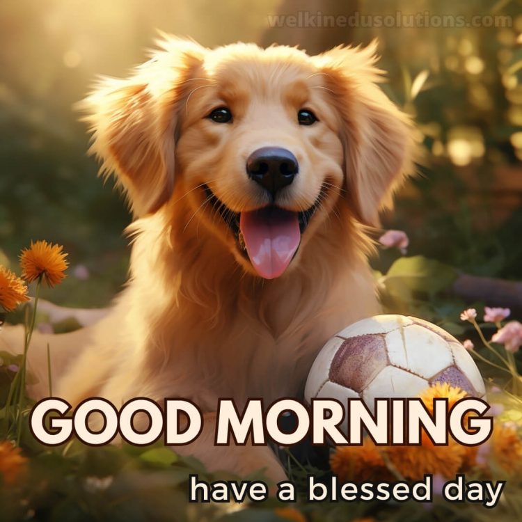 Good morning have a blessed day picture dog and ball gratis