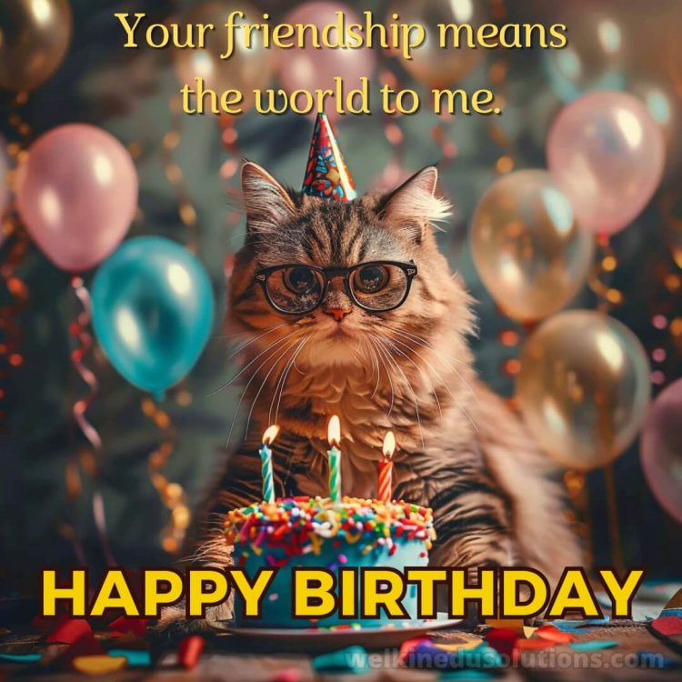 Birthday wishes for friend in marathi picture cat with glasses gratis